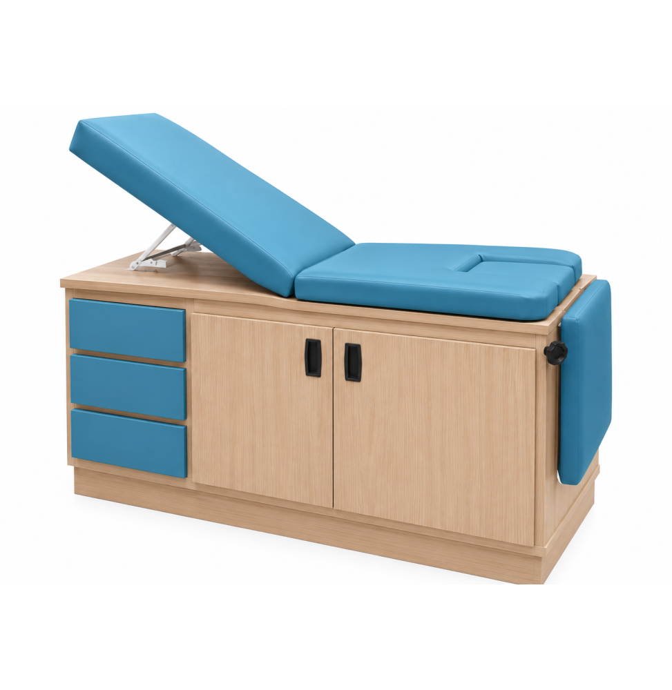 Mesa de Exploración Médica con Cajones y Gabinete de Melamina | REVOMEDIC